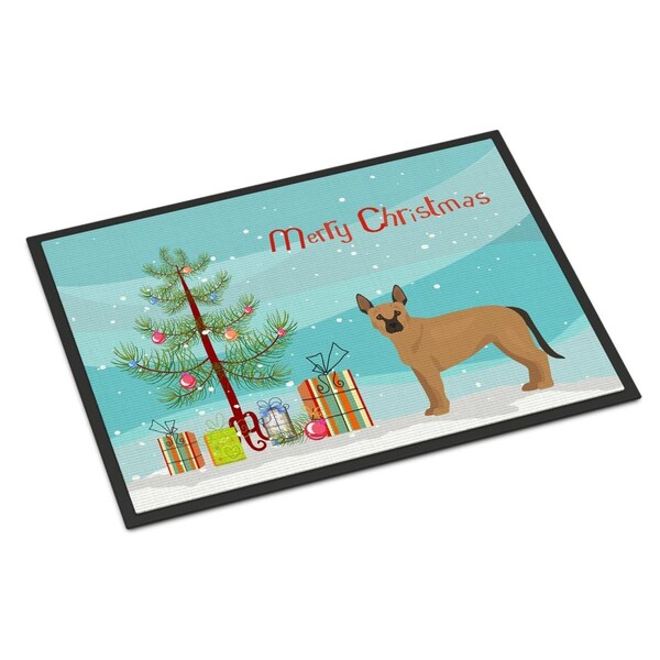 Carolines Treasures 24 x 36 in. Tan German Shepherd Mastiff Mix Christmas Tree Indoor or Outdoor Mat CK3832JMAT - main